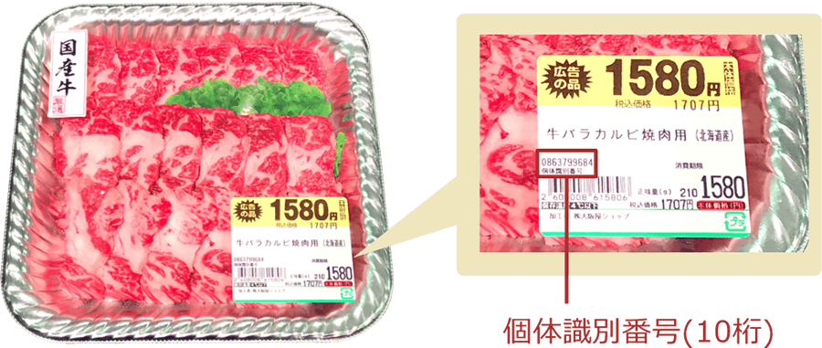 牛肉の個体識別番号による生産履歴確認（トレーサビリティ）